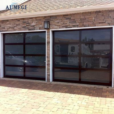 China Aumegi Garage Door Waterproof Dark Brown Mosquito Screen Garage Door Insulated Garage Door for sale