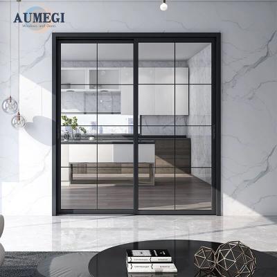 China Waterproof Aumegi Bulk Order Sliding Front Doors Hdsafe Sliding Door Double Sided Sliding Door for sale