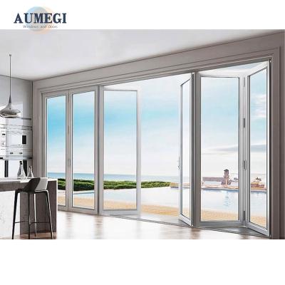 China Sound Insulation Aumegi Factory Direct Sales Domestic Use Kitchen Interior Folding Door Bifold Doors for sale