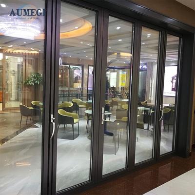 China Sound Insulation Aumegi Domestic Use Aluminium Door Australian Aluminum Folding Exterior Bi Folding Bifold Door for sale