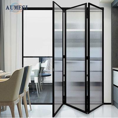 China Sound Insulation Aumegi Excellent Quality For House Diy Slim Frame Aluminum Folding Interior Bifold Door for sale