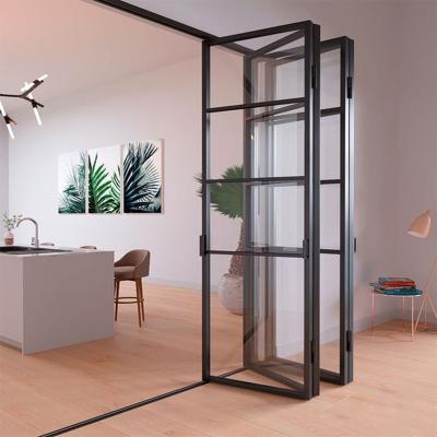 China Sound Insulation Aumegi Slim Frame Soundproof Meeting Room Folding Glass Door Office Bifold Interior Doors for sale