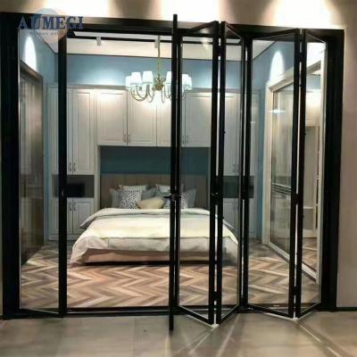 China Sound Insulation Aumegi Factory Direct Sales For House Diy Accordion Door Folding Aluminium Folding Bathroom Door for sale