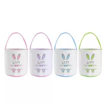 China Wholesale Easter Bunny Basket Canvas Easter Bucket Cloth Personalized Bunny Eggs Party Gift Tote Bag for Celebration Party Supplies for sale