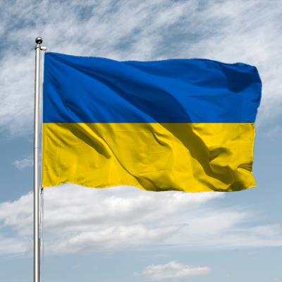 China Travel Agency Wholesale 3x5ft UKR Current 100% Polyester Ukrainian Ukraine Blue Yellow Flag With Brass Ring for sale