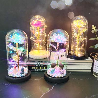 China Rose Gold Led Lamp 24k Rose Gold Foil PVC Artificial San Valentine's Day Gifts Glass for sale