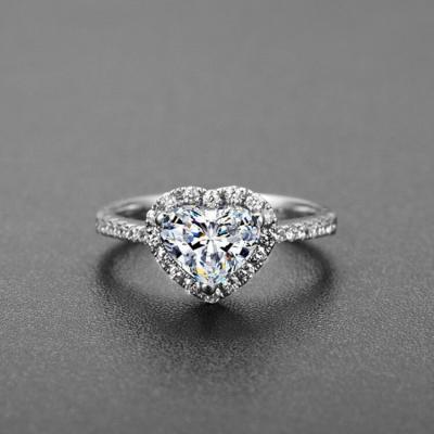 China New Fashion CLASSIC Exquisite Jewelry Promise Jewelry Eternal Heart Ring Size 5-11White CZ Wedding Heart Rings For Women Girls for sale