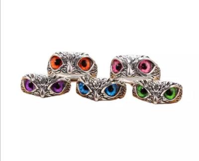 China CLASSIC Hot Selling Colorful Retro Style Punk Devil Eye Owl Ring Adjustable Couple Ring for sale