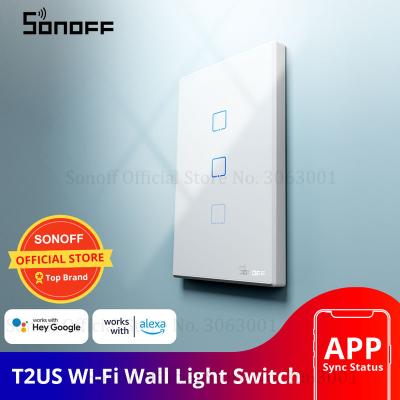 China APP Control SONOFF T2 US TX Smart Wifi Touch Wall Light Switch With Border Smart Home 1/2/3 Gang 433 RF/Voice/APP Control Works With Alexa for sale