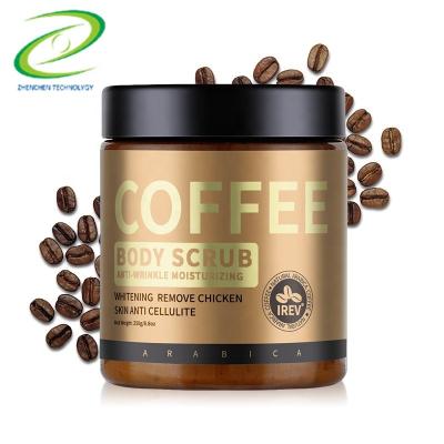 China Private Label Moisturizing Exfoliator Skin Whitening Body Exfoliate Scrub Skin Care Coconut Oil Vitamin E Sea Salt Coffee Body Scrub for sale