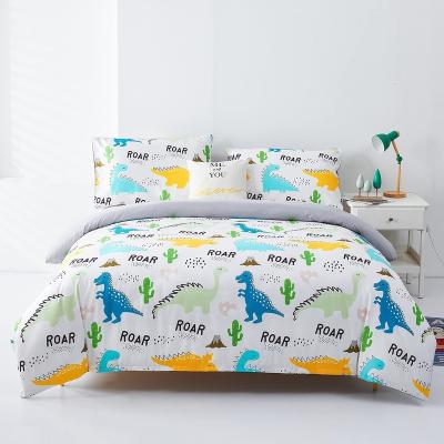 China Viable Dinosaur Kids Duvet Cover Twin For Boys And Girls 3 Pieces Dinosaur Printed Duvet Cover Cartoon Set Soft Microfiber Material for sale