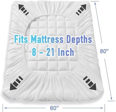 China Anti-Bacteria Queen Pad For Bedding Stretches Up To 21 Inch Deep Quilted Cooling Fitted Breathable Fluffy Soft Pad for sale