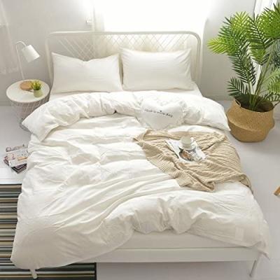 China Nondisposable 100% Washed Cotton Duvet Cover Bedding Set Healthy Comfortable Unique Style Full White for sale