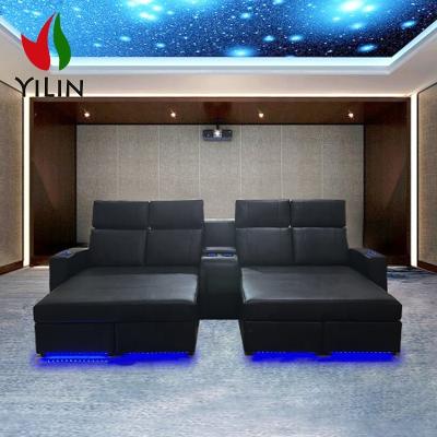 China New Style Modern Movie Theater Seating Cup Stand Cinema Sofa 4 Seats Cinema Private Cooling Home Recliner Sofa Bed for sale