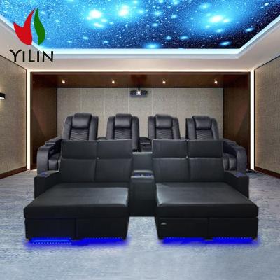 China New Yilin Modern Design Furniture Reclining Seat Chaise Sofa Chaise Longue Massage Theater Chair 4 Power Headrest for sale