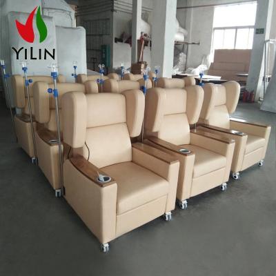 China Hospital Chair R2201 New Design Hospital Use Comfortable Leather Waiting Chairs Recliner Hospital Wheel Infusion Chair for sale