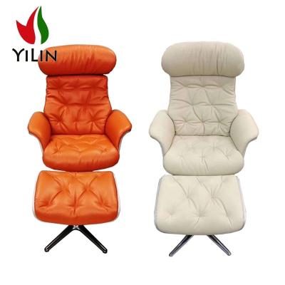 China R618-1 Yilin Furniture Swivel Sale Swivel Real Leather Chair Lounge Comfortable Reclining Chairs With Footstool for sale