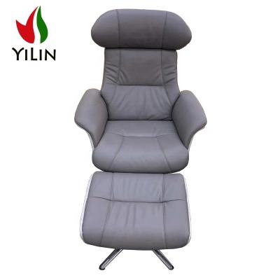 China Yilin R618 PU Leisure Revolving Fire Retardant Leather Recliner With Stool Swivel Recliner Chair for sale