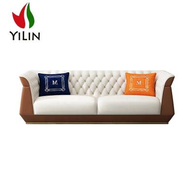 China Hot Sale Sectional Home Sofa Room Furniture 3 Seater Italian Luxury Genuine Leather Lving Sofa for sale