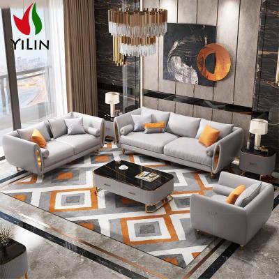 China Cheap Leather Sectional Living Room Furniture China Stainless Steel Sofa Couch Gray Houseful Sofa Set Furniture Legs A21 Long for sale