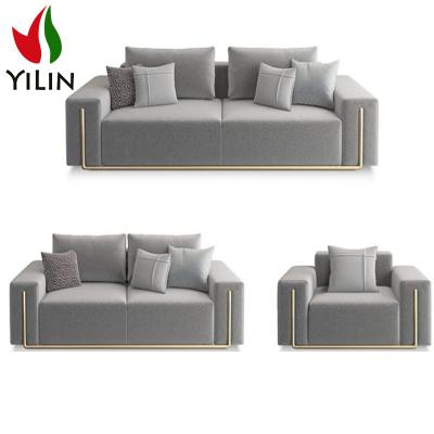 China A5502 Stainless Steel Fabric Living Room Sofas Mid Century Couches Long Sectional Sofas 4seater Couch Sofas for sale