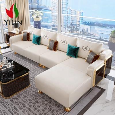 China Stainless Steel A5506 Italy Sofas Living Room Furniture Sectional Luxury Complet Leather Sofa Sofa With Chaise Lounge Leather for sale