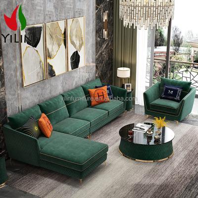 China Fabric Sofa Cheap Sectional Sofas Stainless Steel Long Sofa Legs A05-1 Living Room Complet Leather Couch Set For Custom Furniture Chaise Lounge Sofa for sale