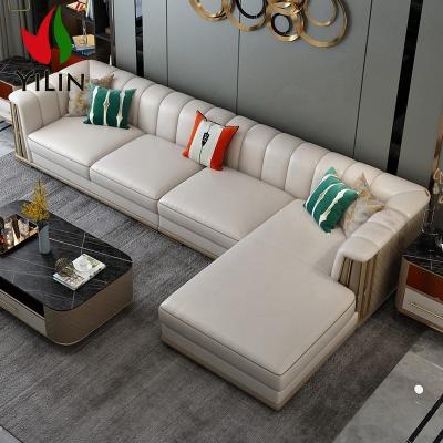 China A19 Wholesale Comfortable Living Room Chair Genuine Leather Sofas Sofa Corner Sofa Supplier Cream White European Style for sale