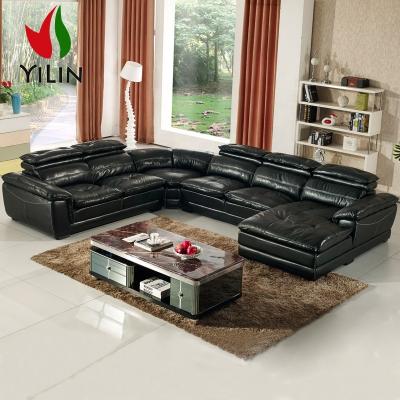 China Factory Wholesale Adjustable U Shape Italy(Other) S919 Leather Sofa Set For Living Room Furniture for sale