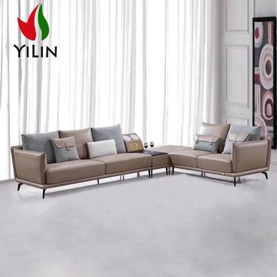 China Stylish modern genuine leather corner sofa for living room home sectional funiture for sale