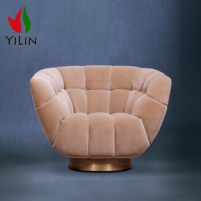 China Modern New Design Living Room Velvet Suede Fabric Sofa Hotel Apartment Popular Single Chair Luxury Home Sofa for sale