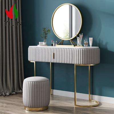 China (Other) Nordic simple light luxury adjustable bedroom dresser storage cabinet dressing table girl makeup table with mirror for sale