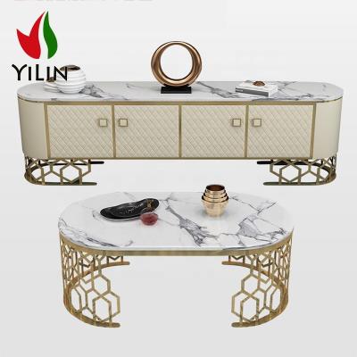 China Modern Luxury Entry Hallway Living RoomI Talian Nest Modern Marble Console Table With Gold Stainless Steel Base Console Table for sale