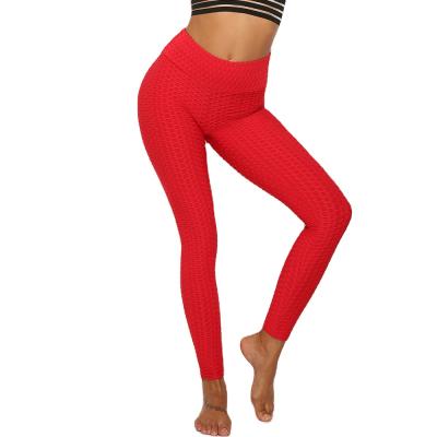 China Fabric 270g Antibacterial Jacquard 16 Colors Yoga Pants High Waist Quick Dry Yoga Anti Cellulite Sports Gaiters for sale