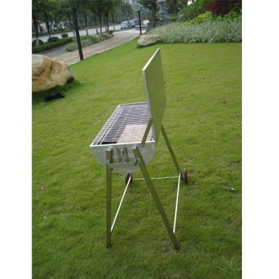 China Half Barrel Adjustable Height Stainless Steel Charcoal Trolley BBQ Charcoal Grill with Lid for sale