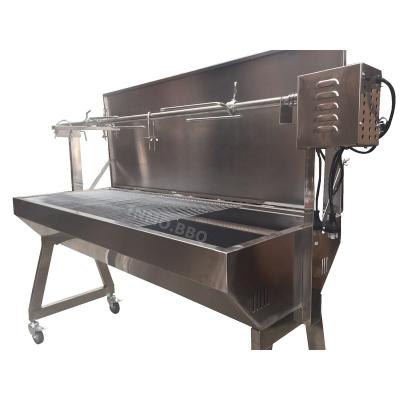 China Adjustable Height Stainless Steel Charcoal Rotisserie BBQ Strong Spit With Lid for sale