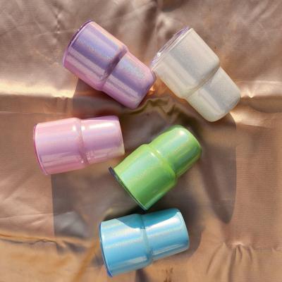 China Sublimation Stocked New Arrival 3oz Glitter Mini Tumbler Shot Glass With Plastic Lid for sale