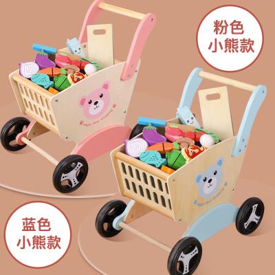 China Direct Selling Eco-friendly Material Baby Factory Shape Animal Shopping Cart Toy With Food House Supermarket Toy Role Play Kitchen Wholesale Toys For Children for sale