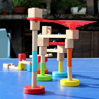 China Educational Toys Diy Assemble Building Block Wooden Rolling Bead Toys Children Rolling Bead Toy Wooden Marble Run Toy for sale