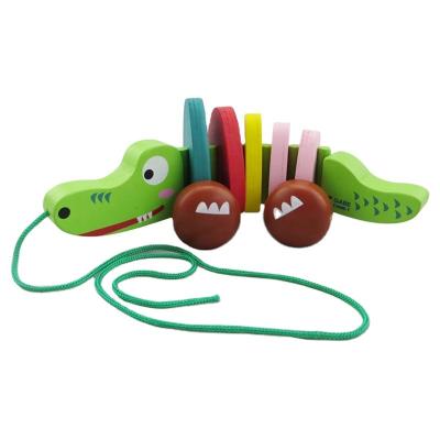 China Soft String Toy Pull Crocodile Wooden Pull Toys for sale