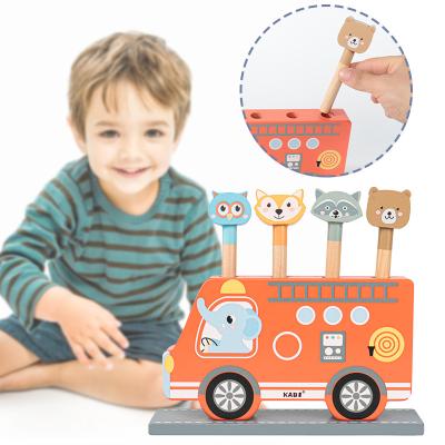 China Educational Toy Wooden Animal Color Music Game Cartoon Bus Elephant Toys Cognitive Educational Toy for sale