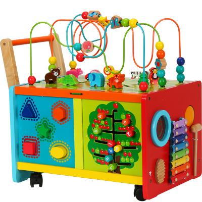 China Multifunctional baby activity cube push smart wooden walker 57*41*37.5cm for sale