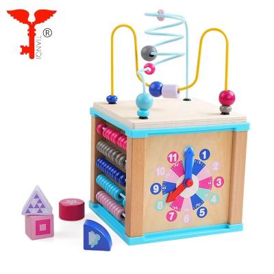 China Simple Wooden Bead Maze Wooden Toy Cube Game Intelligent Toy For Baby for sale