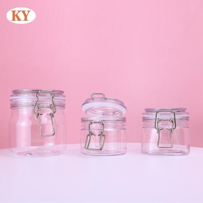 China Personal Skin Care Packaging PET Transparent  scented tea empty plastic bottle  fruit storage jar kitchen  food  packaging sealed jar sleep mask jar for sale