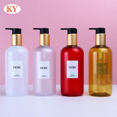 China Personal Skin Care Packaging 250ml PET electroplate  plastic Lotion Shampoo empty Bottles body wash lotion  Body milk  bottle for cosmetics packing for sale