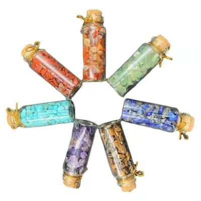 China Wholesale Romantic Hot Selling Seven Chakra Energy Crystal Crushed Drift Bottle Glass Gift Box Containing Healing Stone Wishing Bottle for sale