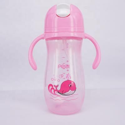 China Wholesale Cute Lightweight Portable Drinking Water Straw Handle Training Cup Clear pp Food Cup Baby Bottle for sale