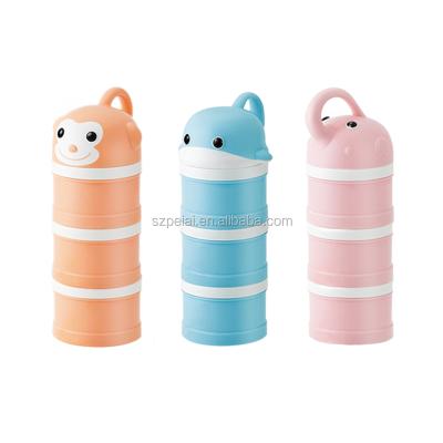 China New Arrival Lovely Portable Light Weight Cartoon Baby Three Layers Of Portable Milk Powder Container for sale