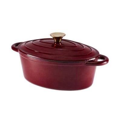 China Durable Cast Iron Oval Casserole Pot With Lid Non-Toxic Non-Toxic Enameled Stainless Steel Knob Dutch Loop Handles Cookware for sale