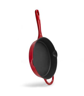 China Different Colors Eco - Friendly Best Seller Enamel Coated Solid Cast Iron Frying Pan Skillet for sale